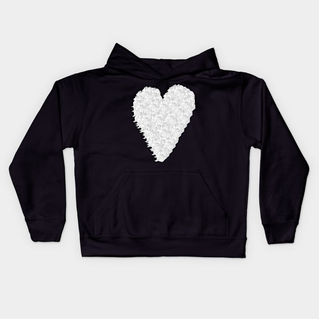 White Rose Heart Kids Hoodie by Not Meow Designs 